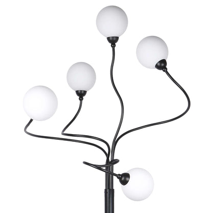 "Celestial Branch" Metal Floor Lamp - Matte Black / White Frosted Glass / White Marble / Soft Gold