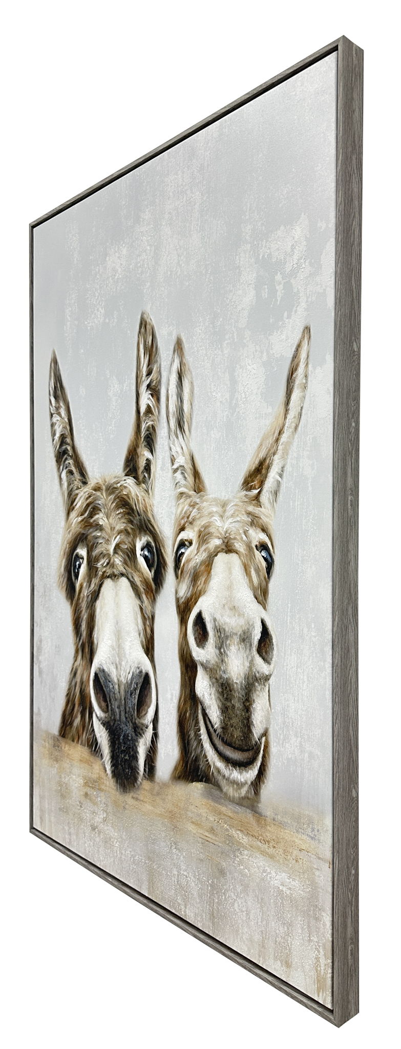 Barnyard Buddies - 30 X 44 - Hand-Embellished Canvas In Frame - Gray, Brown, Cream