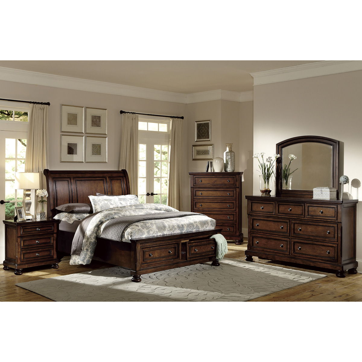 Cumberland - Sleigh Platform Bed With Footboard Storage