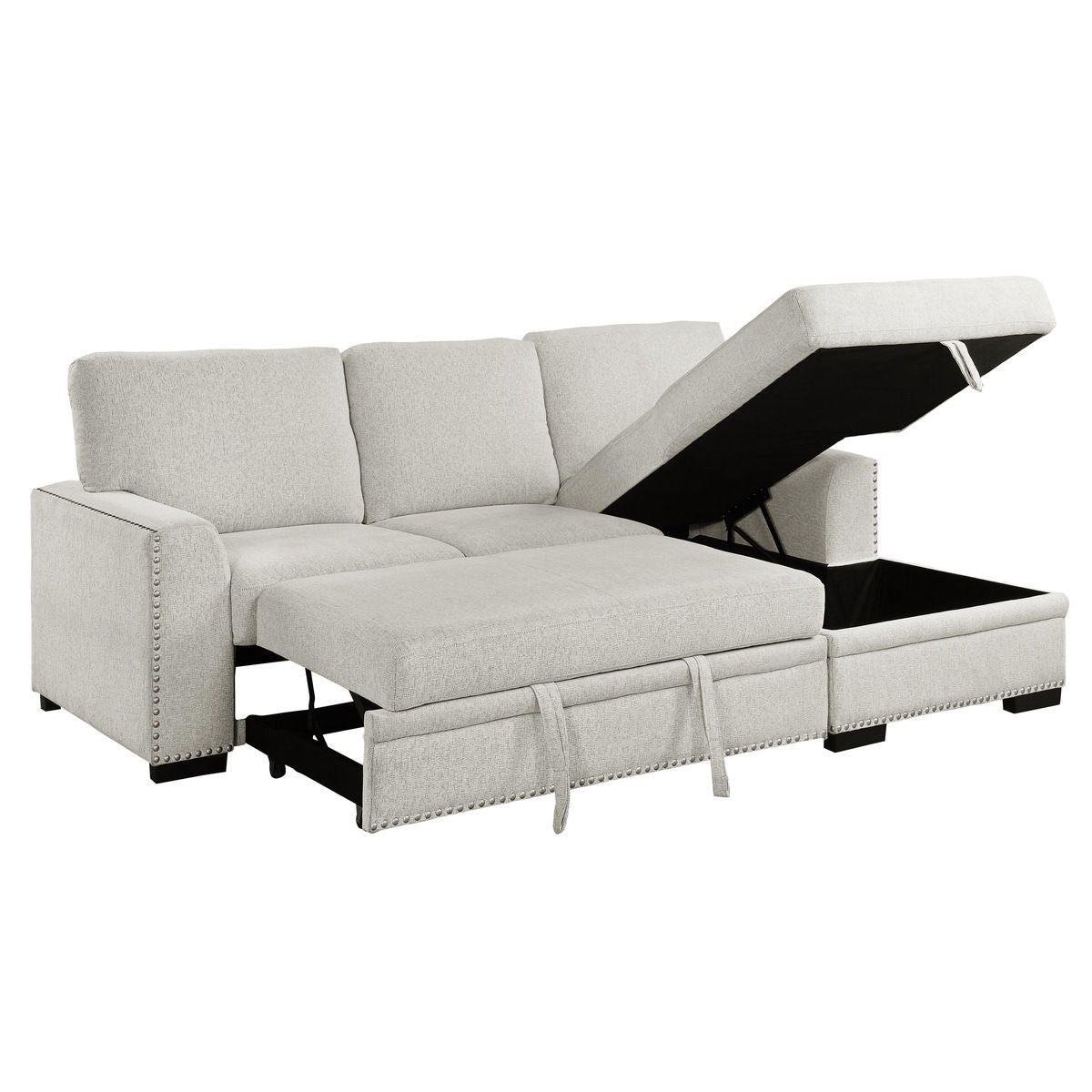 Morelia - 2 Piece Sectional With Pull-Out Bed And Chaise With Hidden Storage