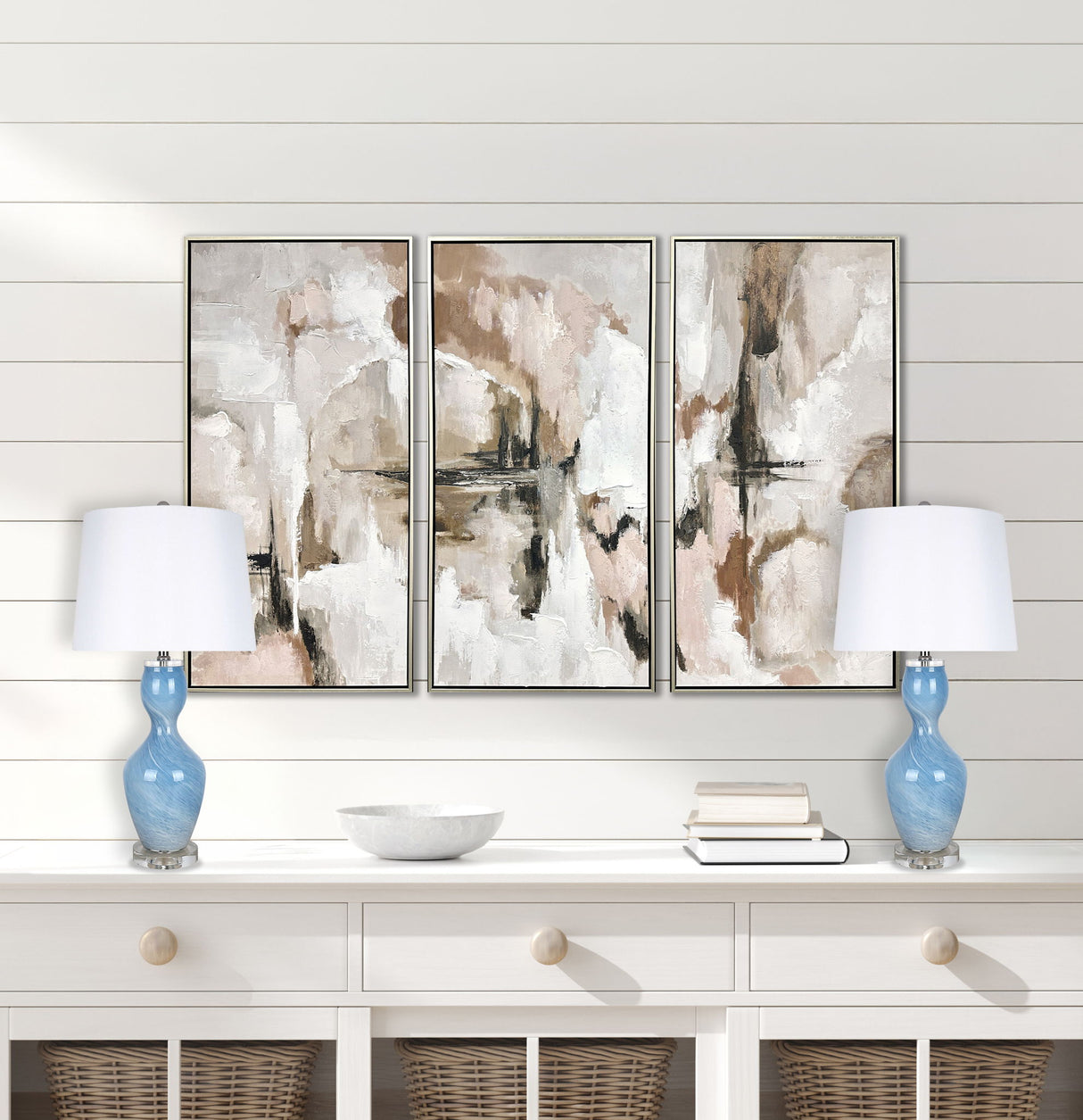 "Azure Elegance" Art Glass Table Lamp (Set of 2) - Blue Art Glass