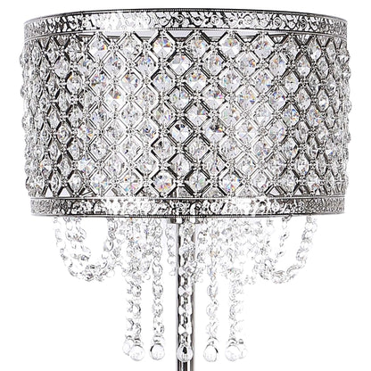 "Crystal Elegance I" Metal Floor Lamp - Polished Nickel / Clear Crystal