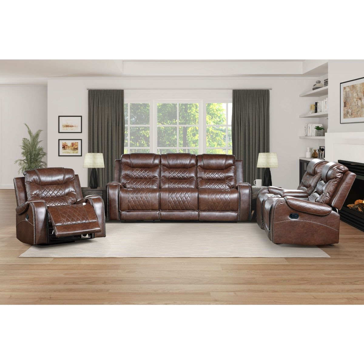 Putnam - Power Double Reclining Sofa With Center Drop-Down Cup Holders, Receptacles And USB Ports