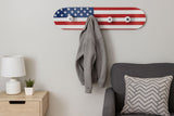 Stars & Stripes Hooks - 8" x 31" Wall Mounted Coat Rack - Red