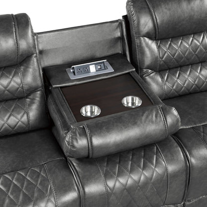 Putnam - Power Double Reclining Sofa With Center Drop-Down Cup Holders, Receptacles And USB Ports