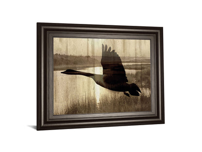 Journey By Tania Bello - Framed Goose Photo Print Wall Art - Light Brown