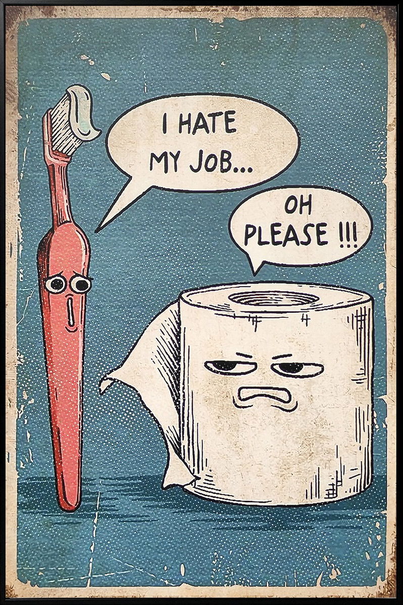 "Dirty Jobs" Canvas In Frame - Black / Blue