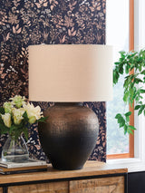 Newgerhard - Metal Table Lamp - Brown / Black
