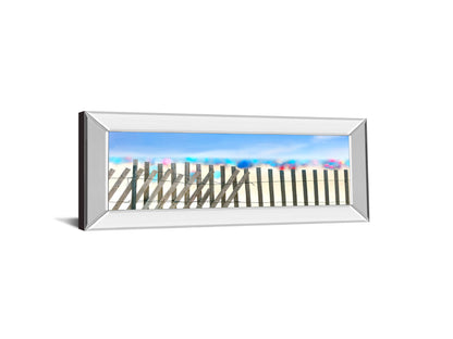 Beachscape Il By James Mcloughlin - Mirror Framed Print Wall Art - Light Blue