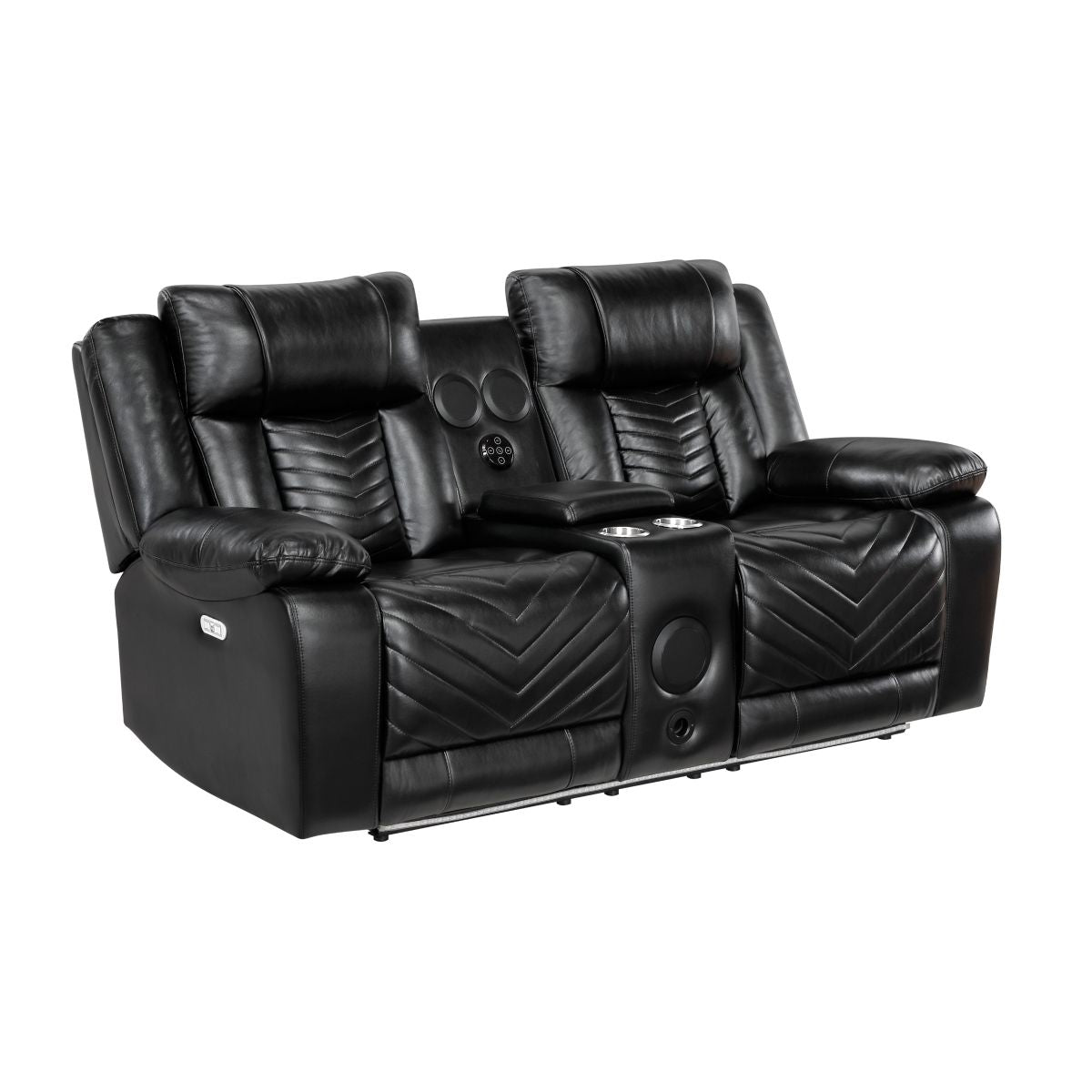 Huron - Power Double Reclining Loveseat With Center Console, Wireless Speakers, LED And Charging Ports