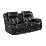 Huron - Power Double Reclining Loveseat With Center Console, Wireless Speakers, LED And Charging Ports