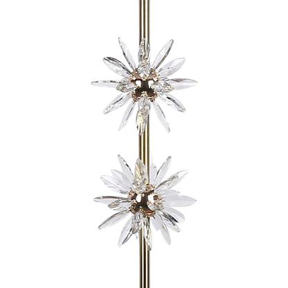 "Crystal Bloom I" Metal And Crystal Floor Lamp - Soft Gold / Clear Crystal / White Marble