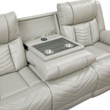 Huron - Power Double Reclining Sofa With Center Drop-Down Cup Holders, Wireless Charger, Magazine Bag, LED And Charging Ports