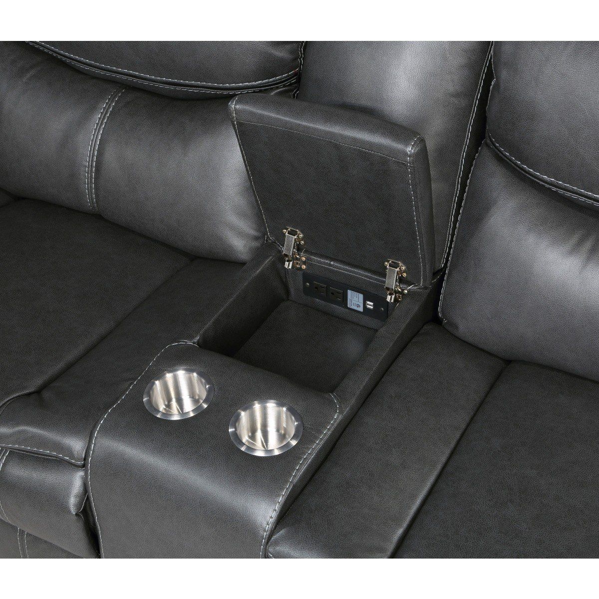 Fargo - (3) 3 Piece Power Reclining Sectional With Right Console - Dark Gray