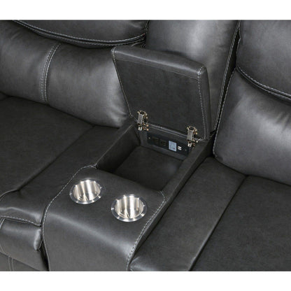 Fargo - (3) 3 Piece Power Reclining Sectional With Right Console - Dark Gray