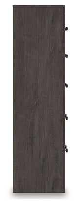 Prendonea - Five Drawer Chest - Charcoal