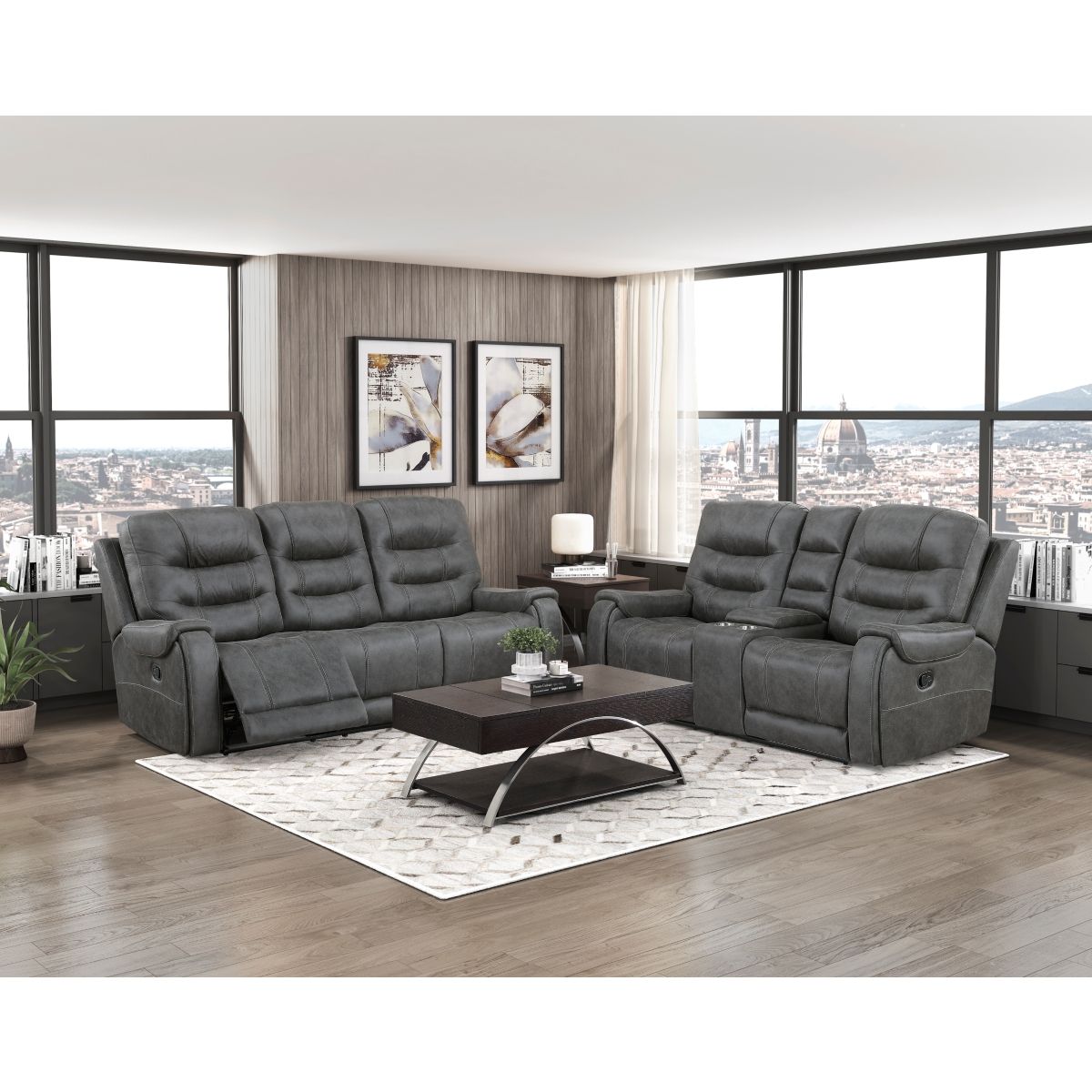 Oberon - Double Reclining Loveseat With Center Console
